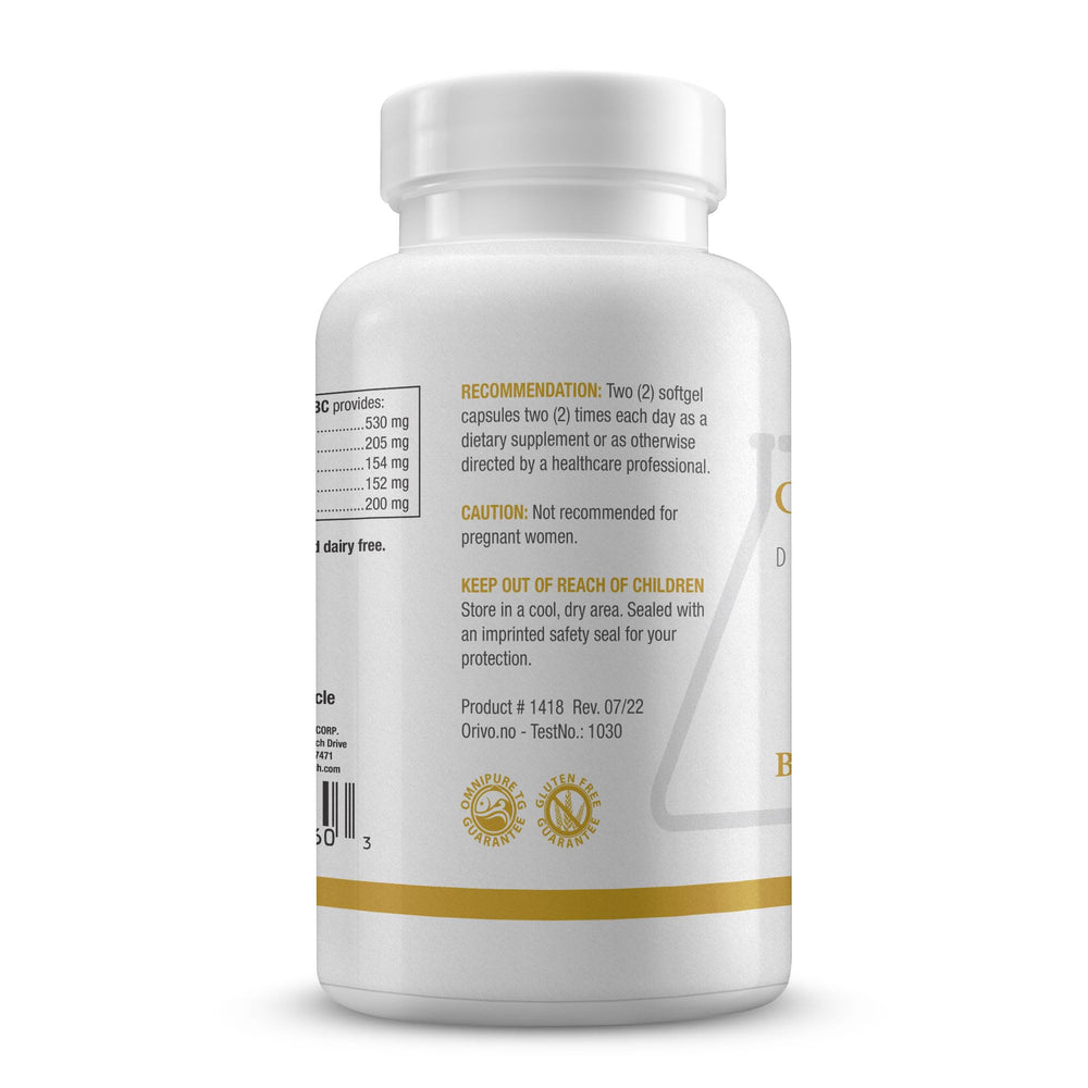 Biotics Research Optimal EFAs-BC softgels close-up promoting brain health.