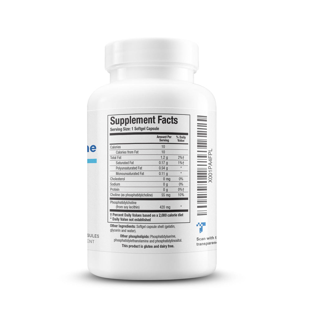 Biotics Research phosphatidylcholine softgel closeup — lecithin-derived choline for neurological support.