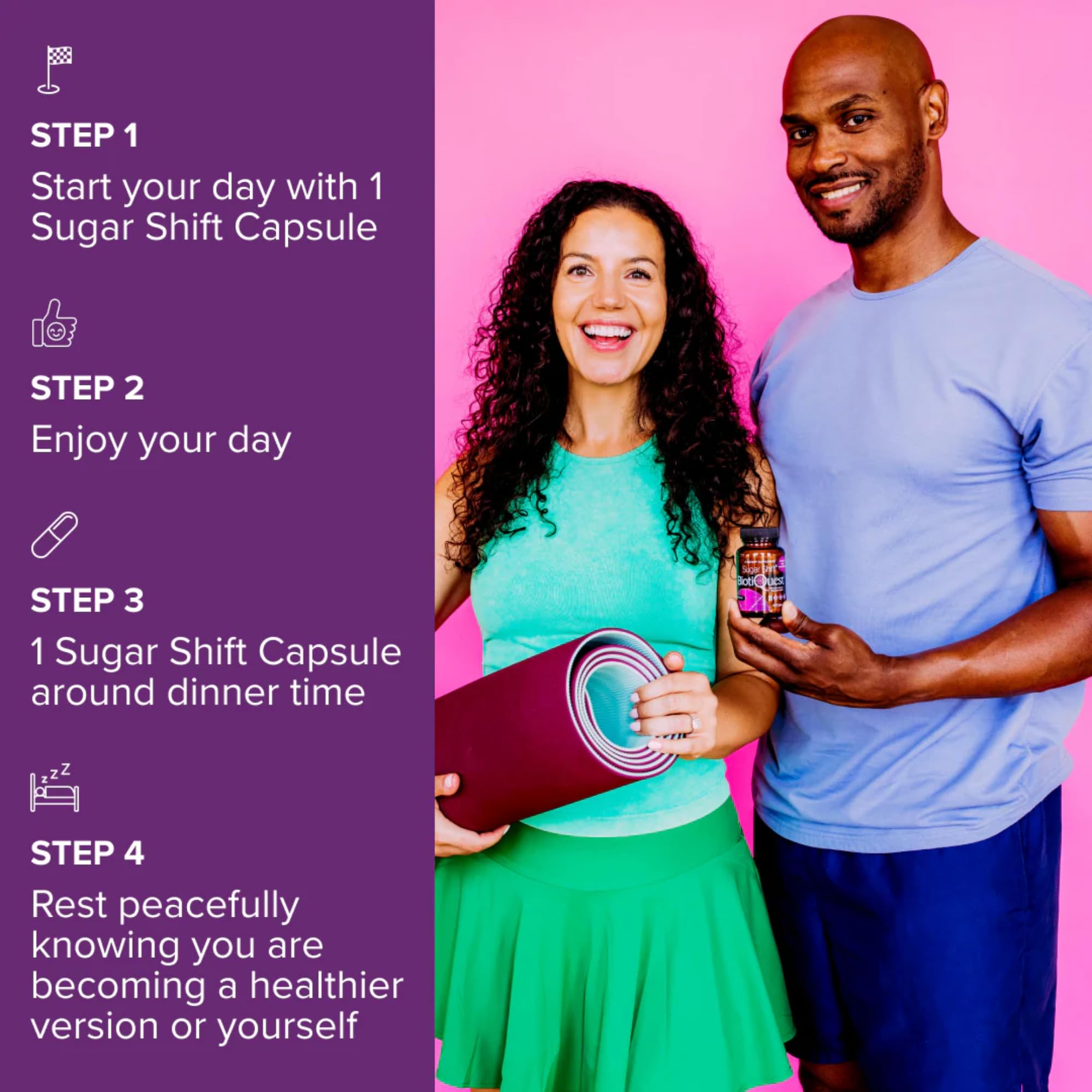 BiotiQuest Sugar Shift packaging back reveals 60 servings count.