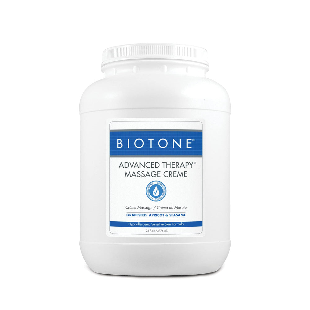 Biotone Advanced Therapy Creme glide for smooth massage sessions without residue.