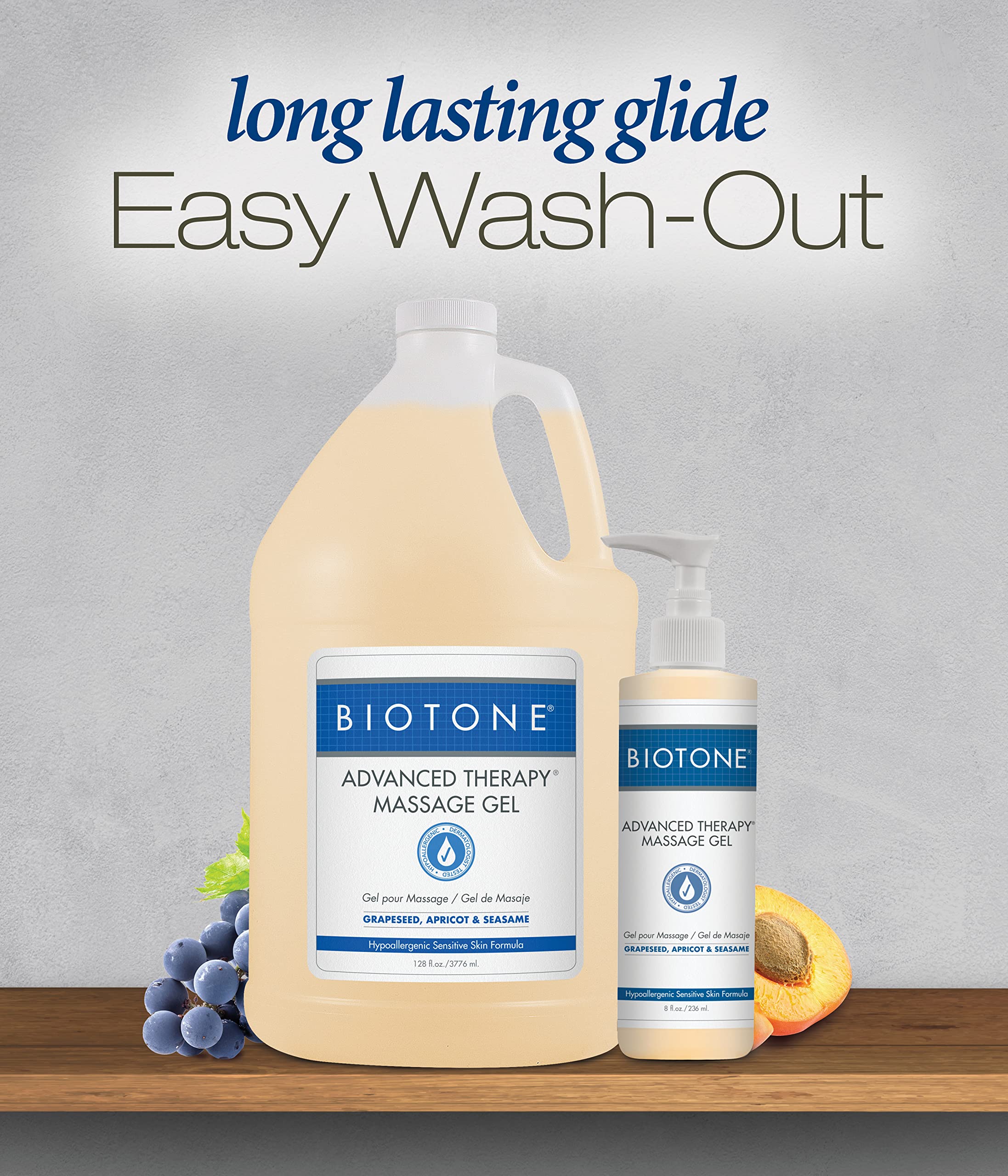BIOTONE Advanced Therapy Massage Gel being applied during a massage session.