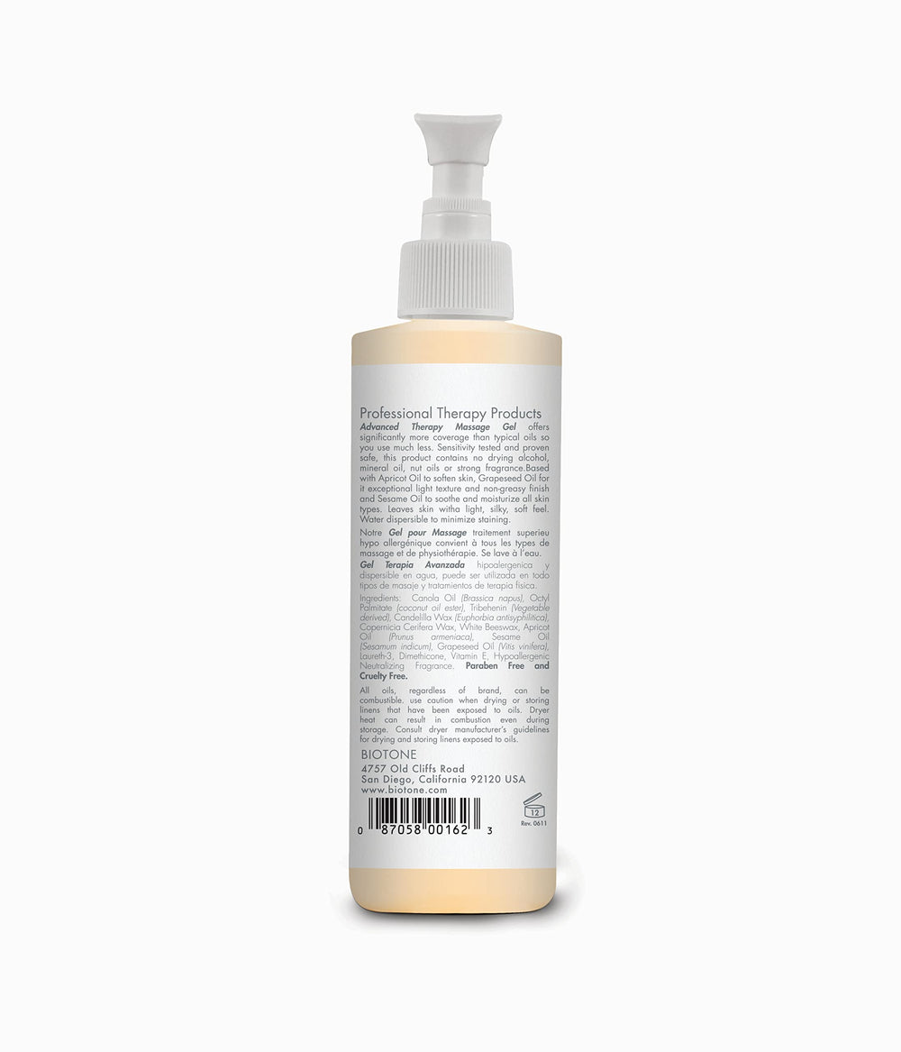 BIOTONE Advanced Therapy Massage Gel texture close-up for silky glide.