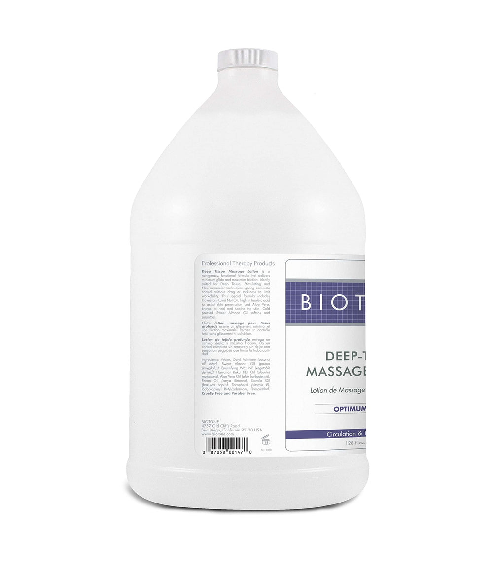 BIOTONE Deep Tissue Lotion application glide enables versatile Swedish and trigger point work.