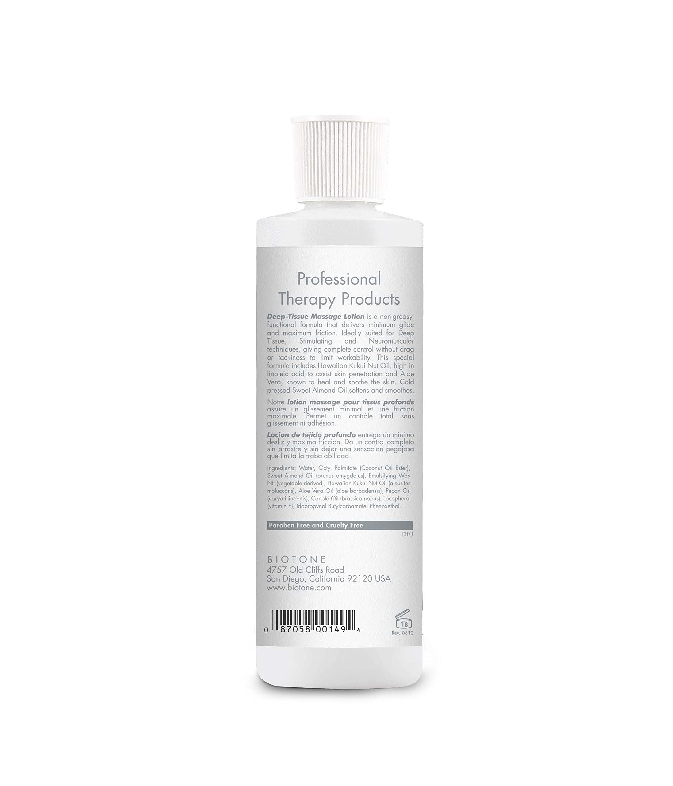 BIOTONE Deep Tissue Lotion texture closeup highlighting rich texture and smooth glide.