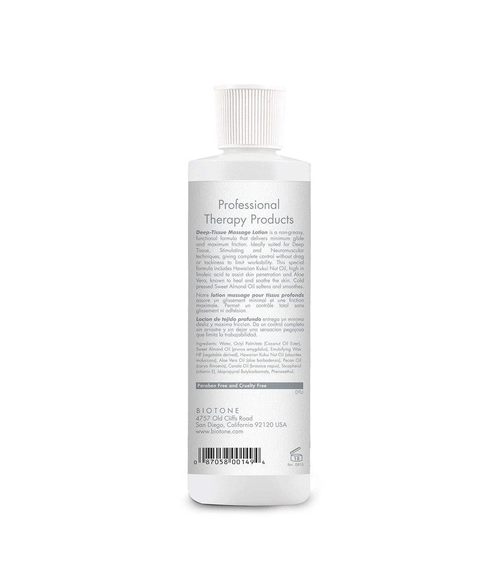 BIOTONE Deep Tissue Lotion texture closeup highlighting rich texture and smooth glide.