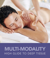 BIOTONE Deep Tissue Lotion unscented label highlights skin-friendly, odor-free sessions.