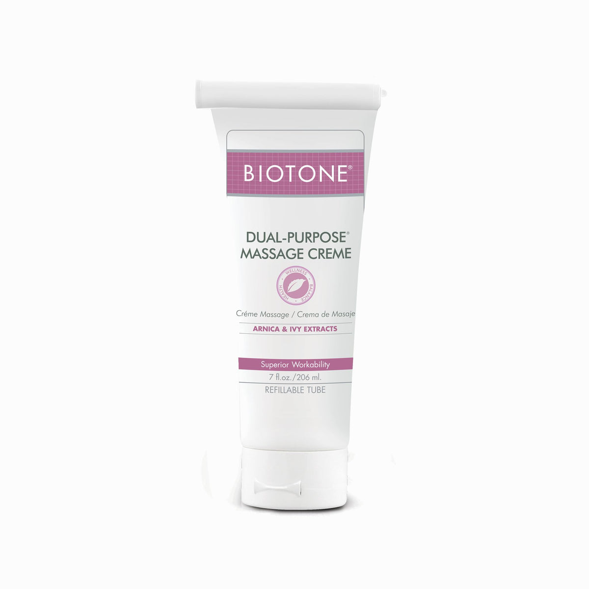 Biotone DPC7ZT cream massage texture shows luxurious glide and skin-softening results.