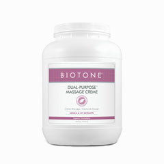 Biotone Dual Purpose Massage Creme 1gal with luxurious glide for full-body massage.