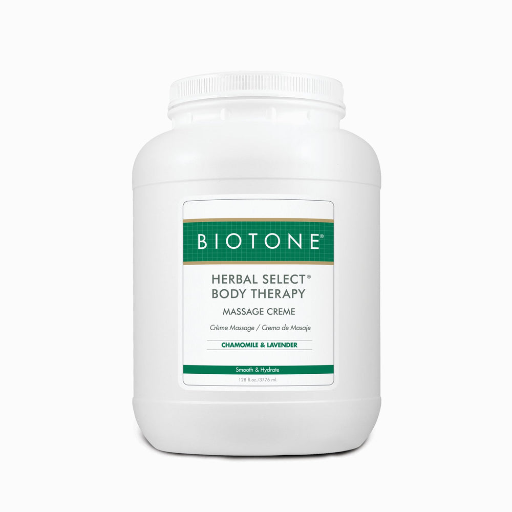 Biotone Herbal Select Massage Creme 128oz bottle for a silky, non-greasy glide