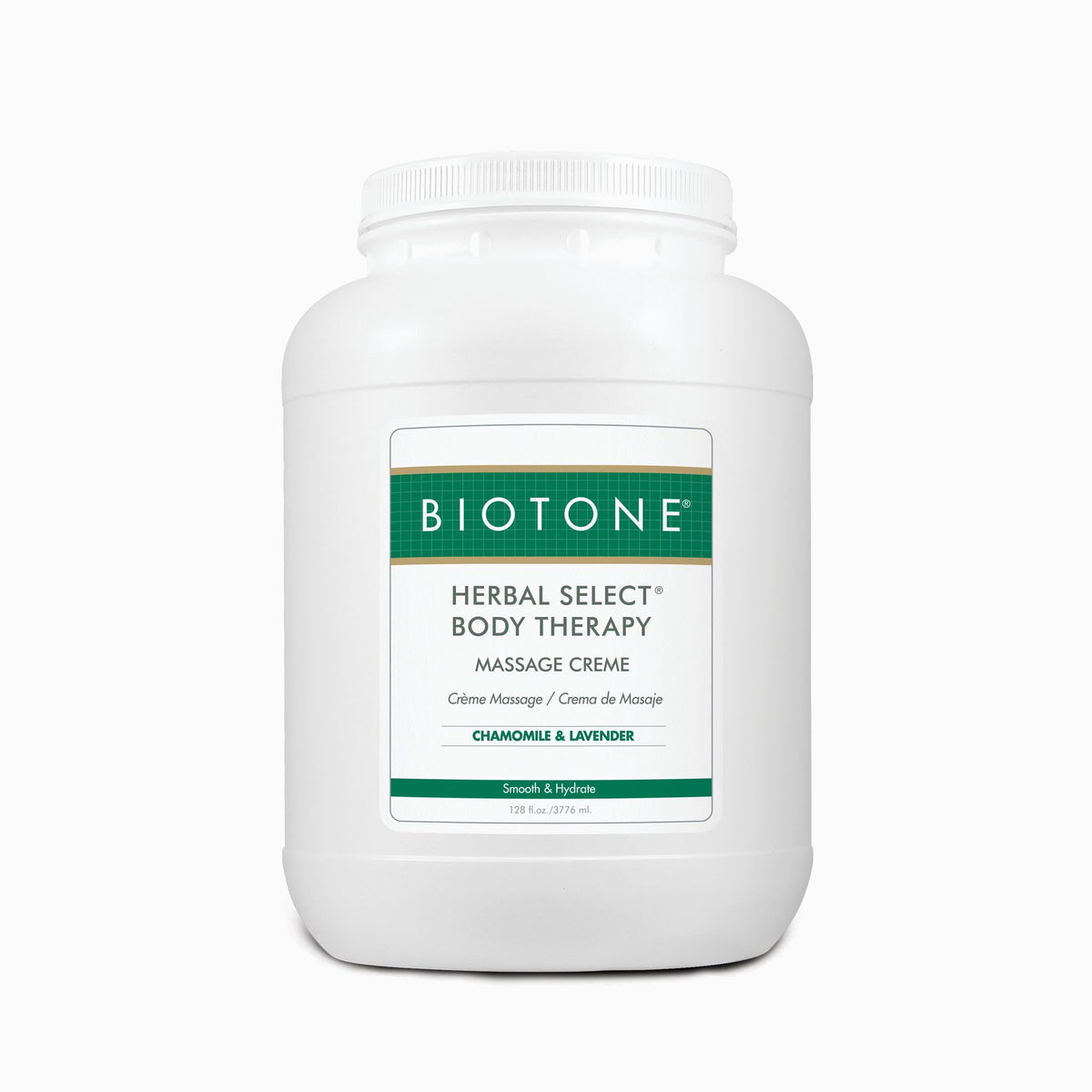 Biotone Herbal Select Massage Creme 128oz bottle for a silky, non-greasy glide