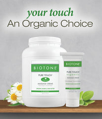 Close-up of BIOTONE Pure Touch Organics Creme ingredients for skin nourishment.