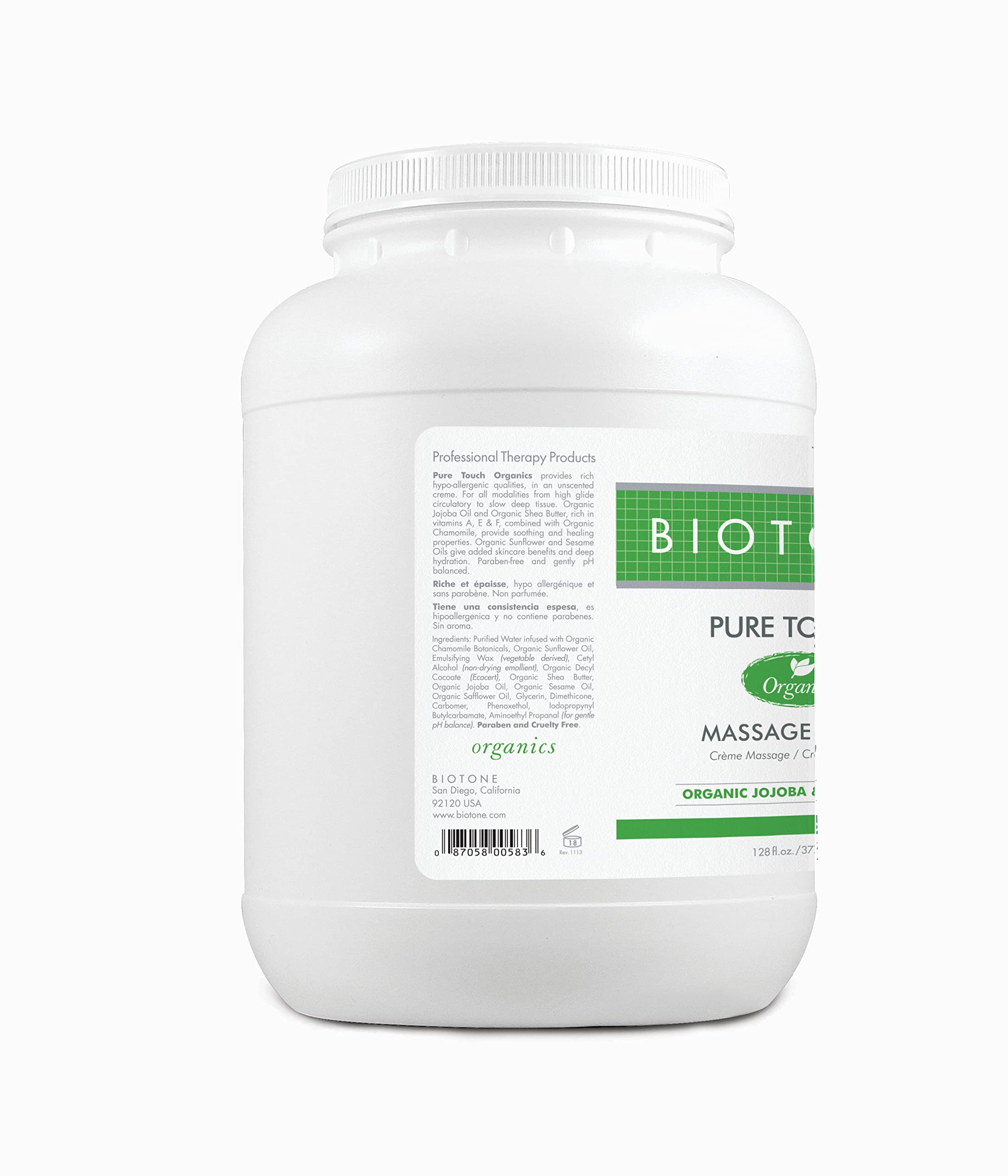 BIOTONE Pure Touch Organics Creme pour demonstrates silk glide during massage.