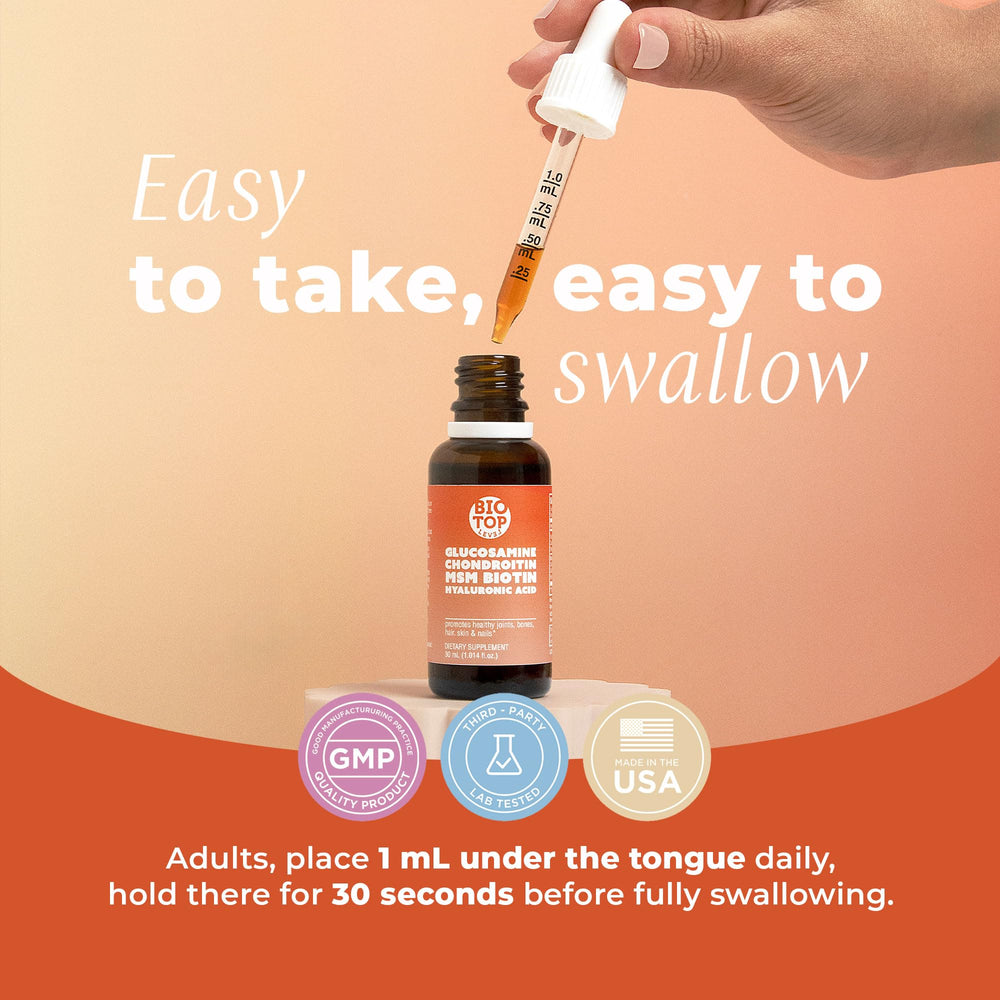 BIOTOPLEVEL sublingual drops bottle enables fast absorption.
