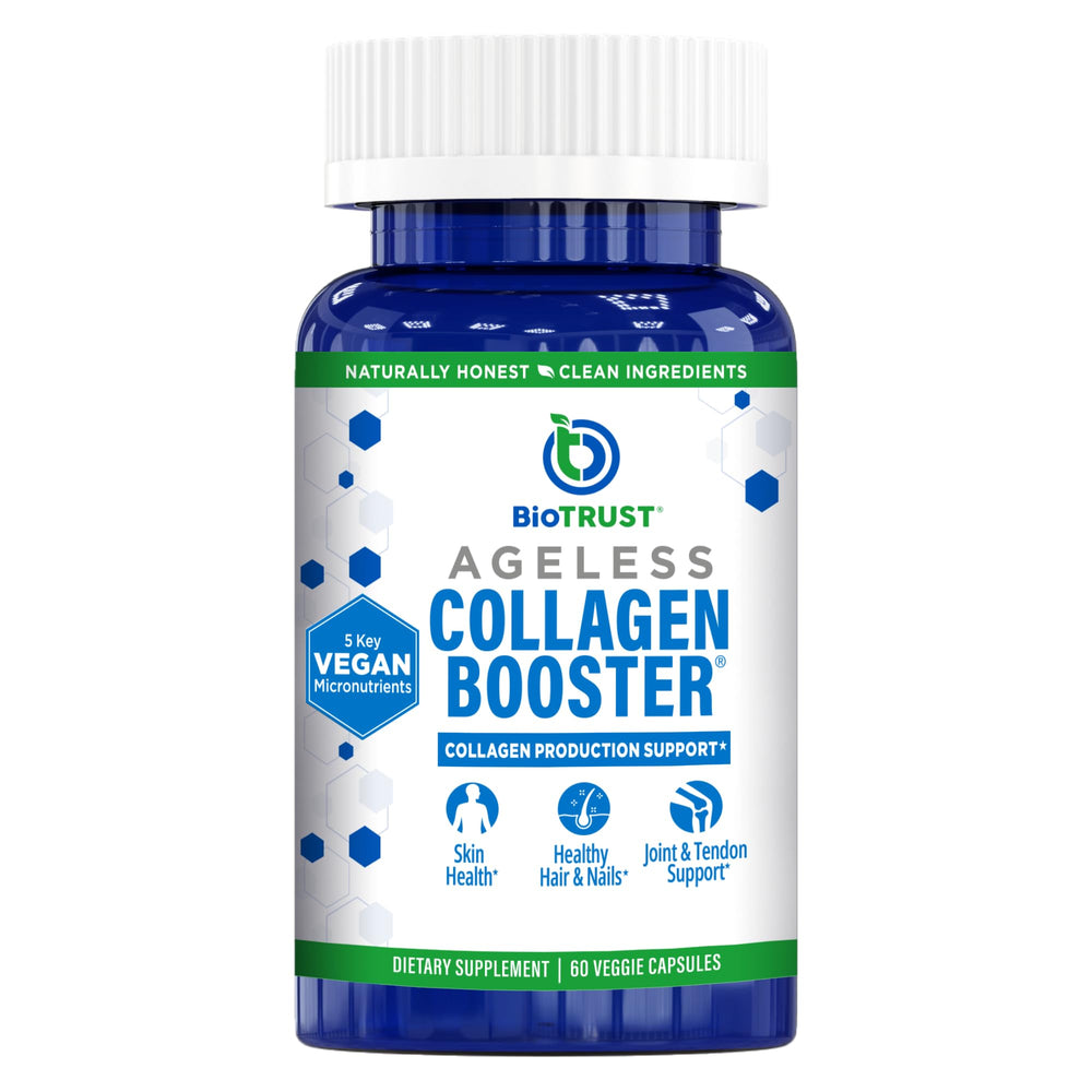 BioTrust Ageless Collagen Booster bottle for daily skin and joint support