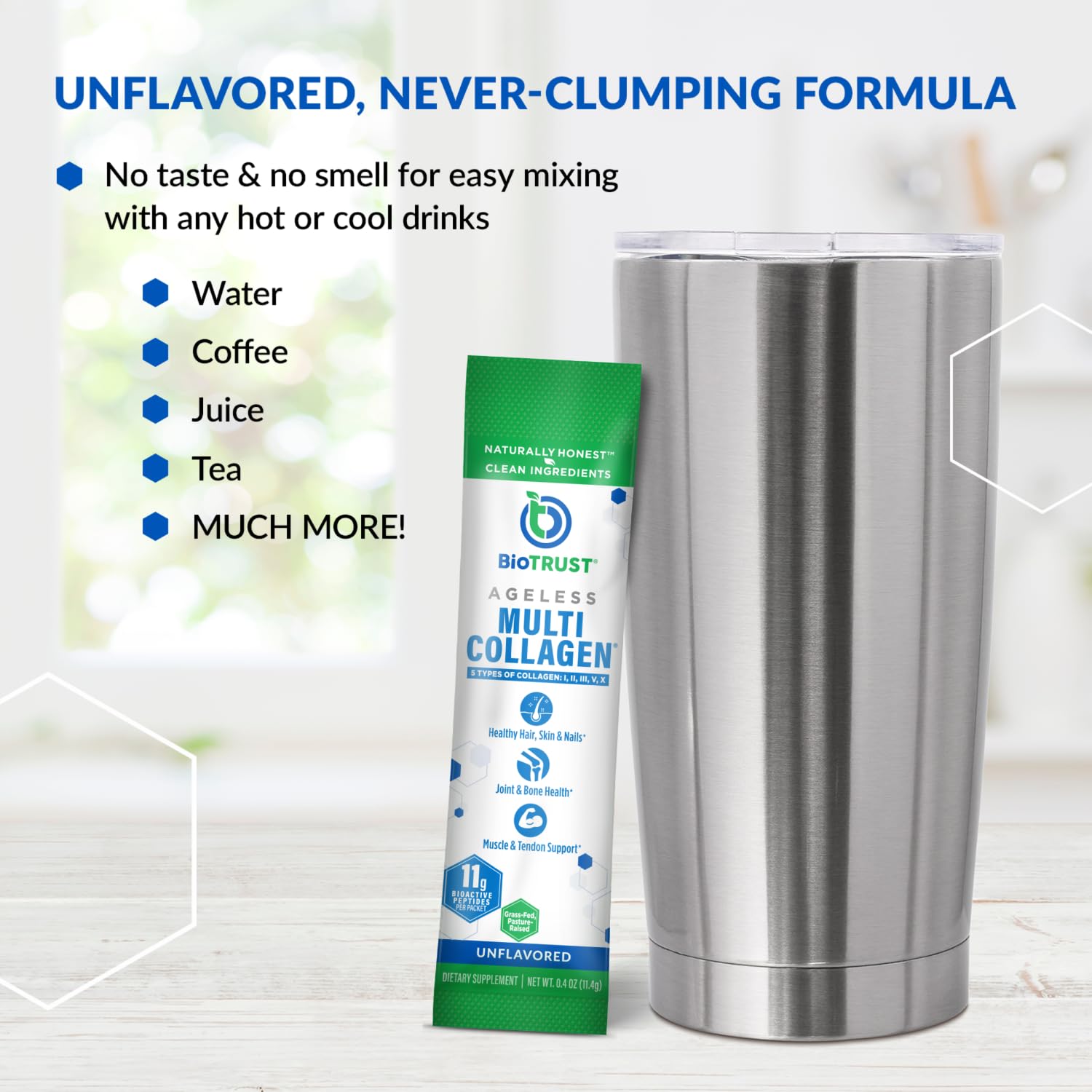 BioTrust Ageless Multi Collagen powder sourced from sustainable fish