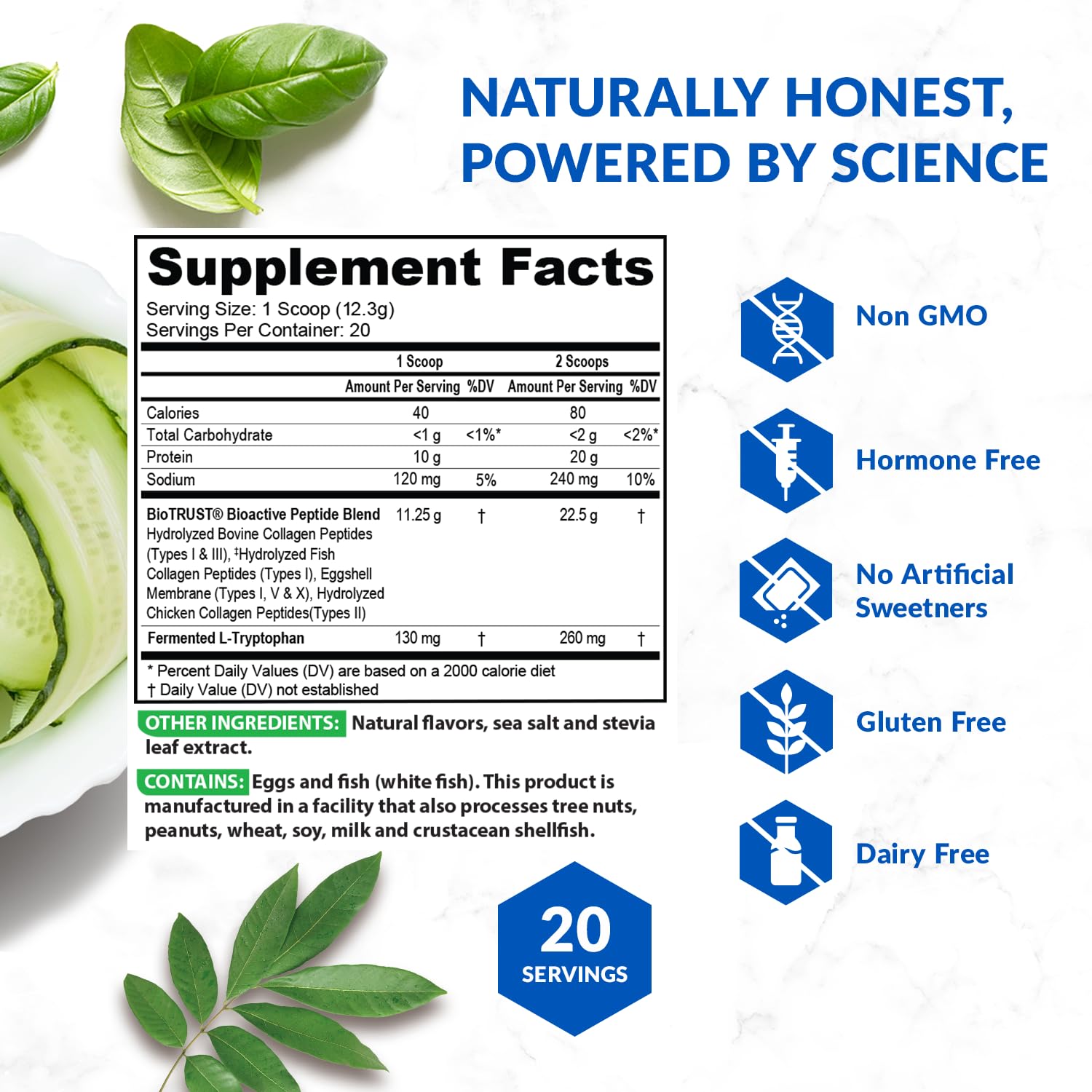 BioTrust Ageless Multi Collagen sourcing icons show grass fed beef fish eggshell chicken