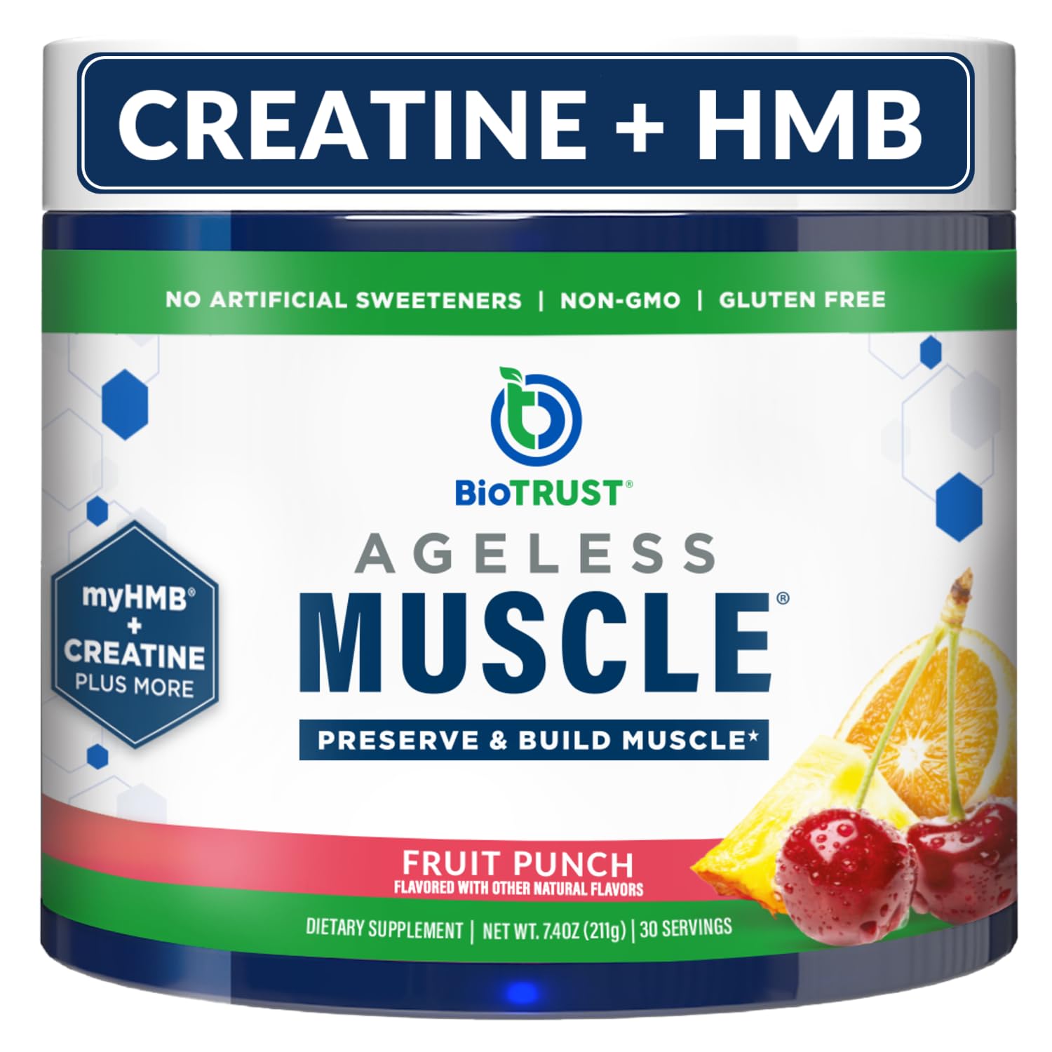 BioTrust Ageless Muscle bottle pour with easy-to-mix formula for daily workouts.