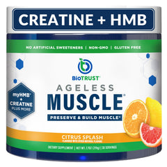BioTrust Ageless Muscle Builder bottle front with Citrus Splash for lean muscle maintenance.