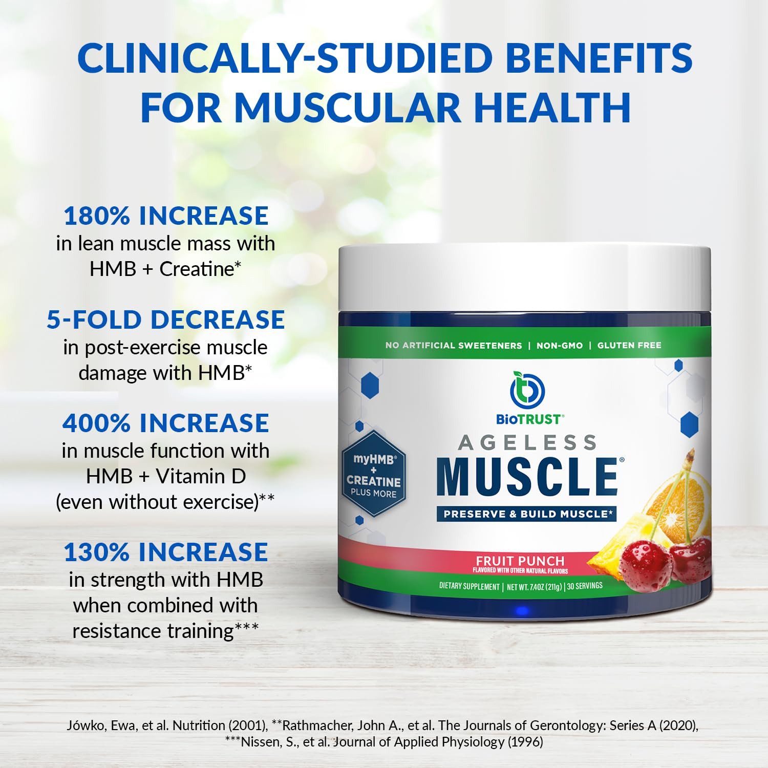 BioTrust Ageless Muscle fruit-punch tub showcasing flavorful option for supplementation.