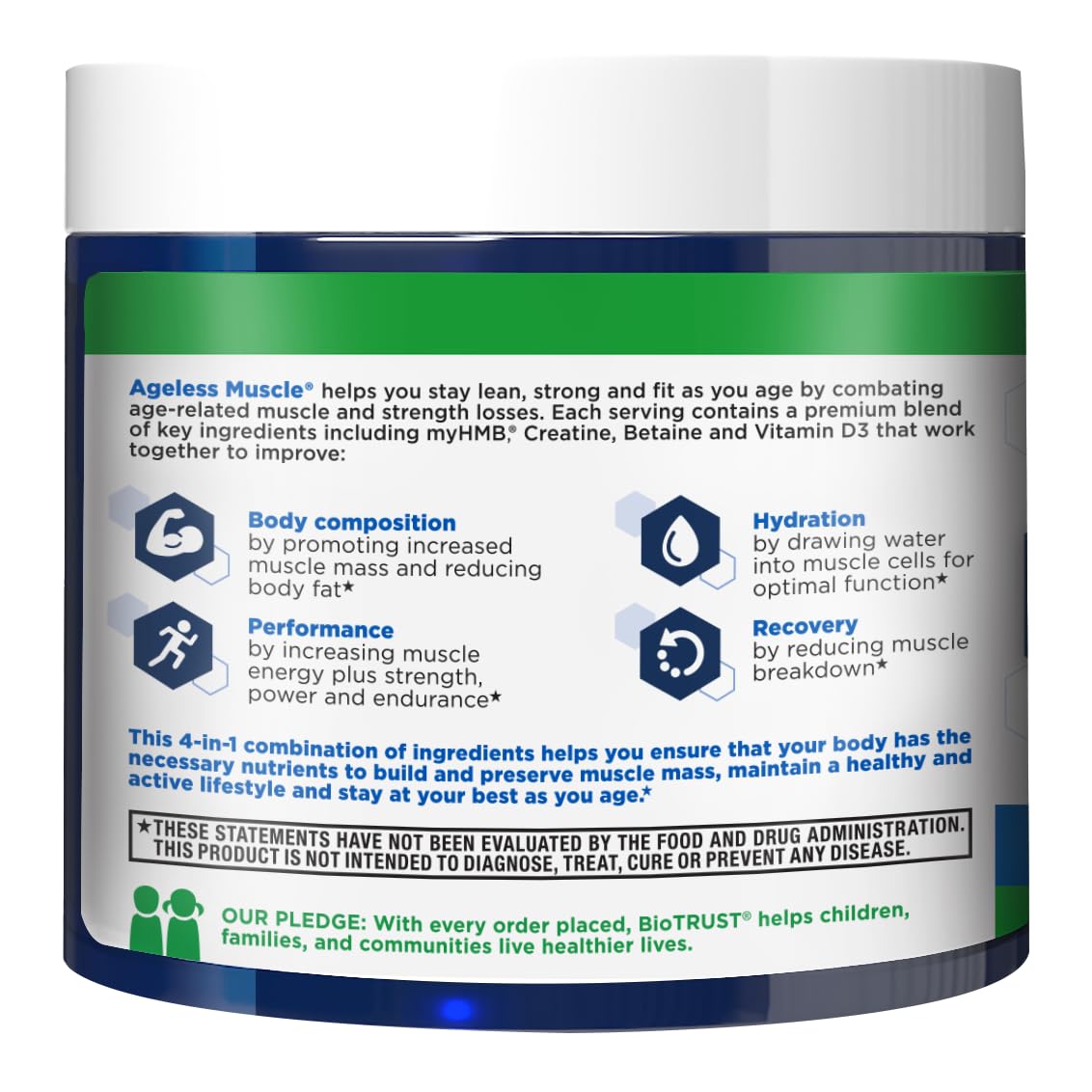 BioTrust Ageless Muscle vitamin D3 visual suggests added nutrient support