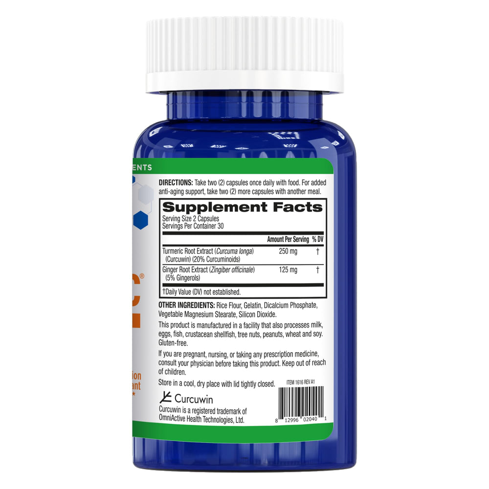 BioTrust Ageless Turmeric health-benefit graphic highlights antioxidant and joint support