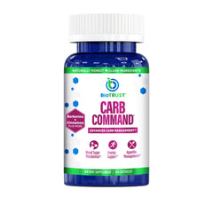 BioTrust Carb Command bottle highlighting ketosis support and easy daily use