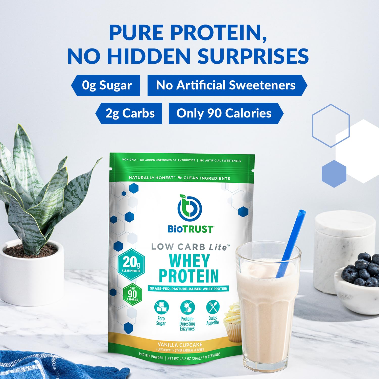 BioTrust Low Carb Lite ProHydrolase enzymes for digestion-friendly protein absorption.
