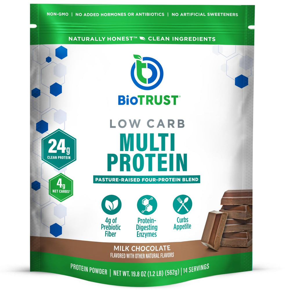 BioTrust Low Carb Protein Powder chocolate tub for easy high-protein shakes.
