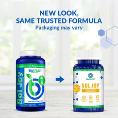 BioTrust Sol Joy bottle back label shows non-GMO and dairy-free formulation.
