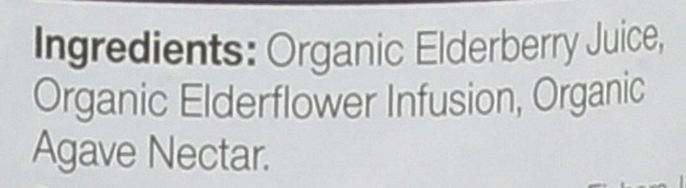 Biotta Elderberry Juice label close up with organic agave details