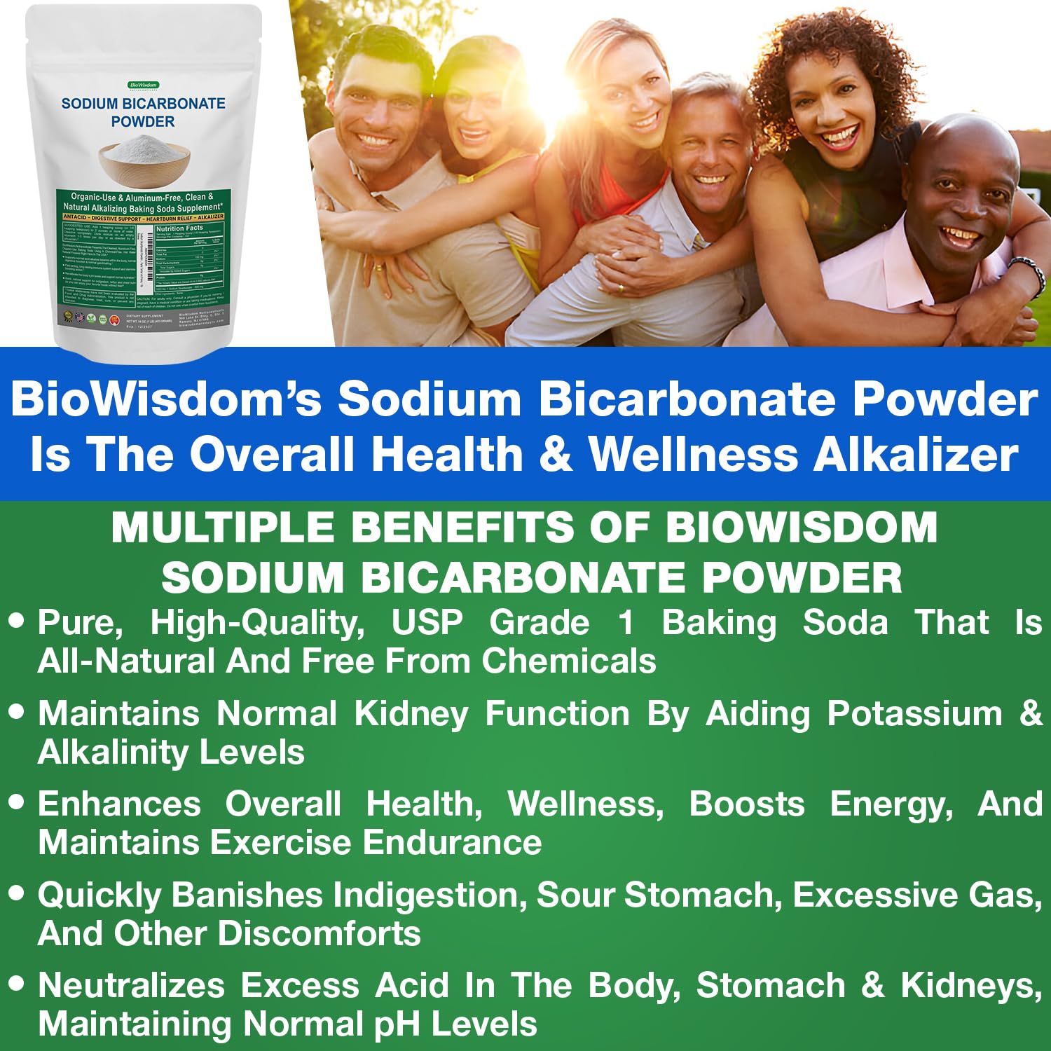 BioWisdom Sodium Bicarbonate Dissolving in Water illustrates versatile culinary use.