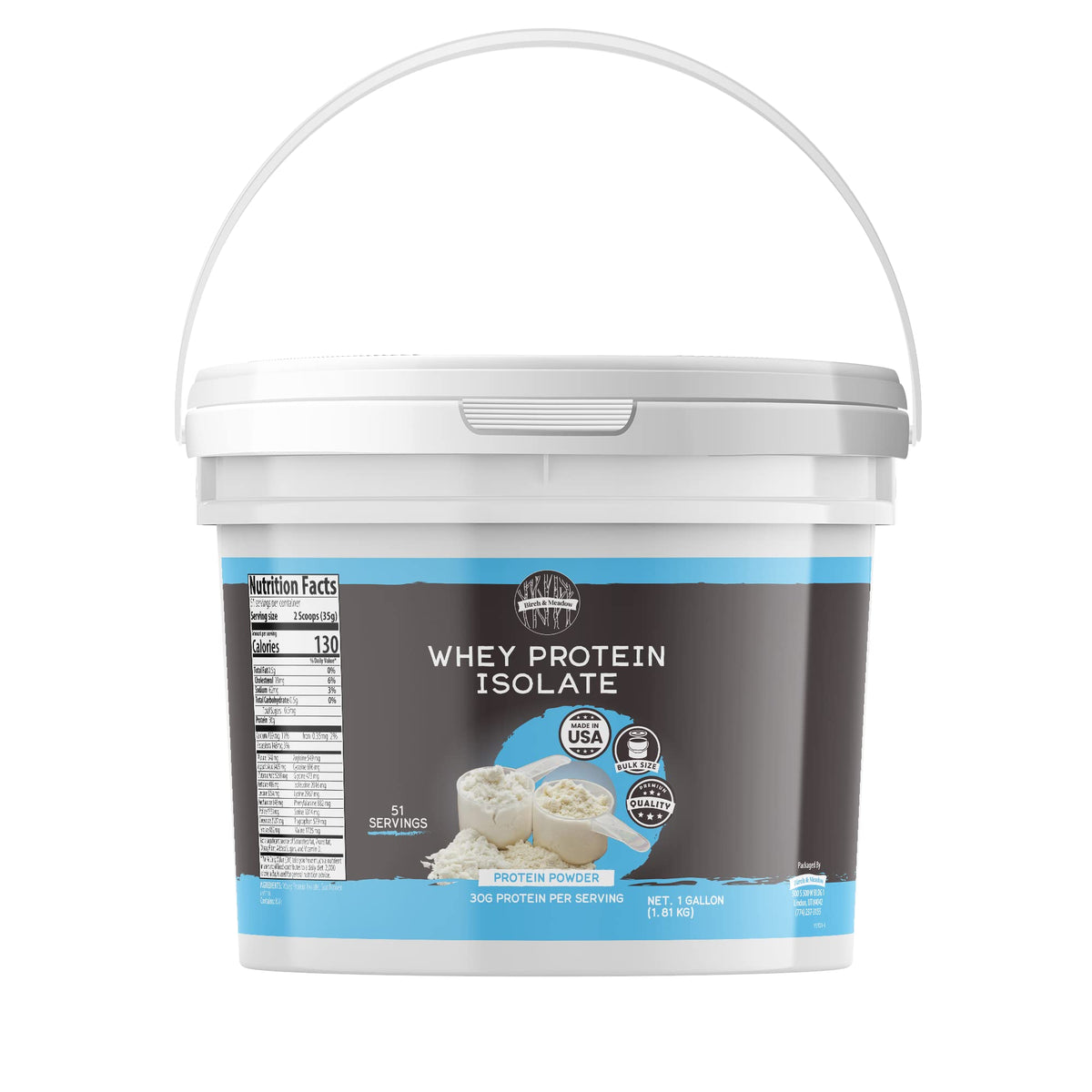 Pouring Birch & Meadow whey isolate powder for a smooth post-workout shake