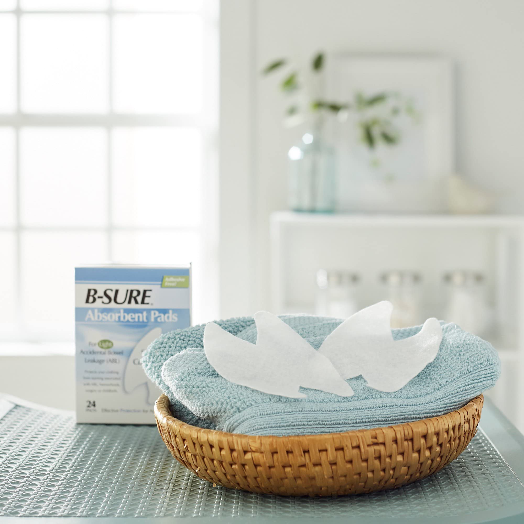 Birchwood B-Sure packaging shows 24 pads per box for convenient use.