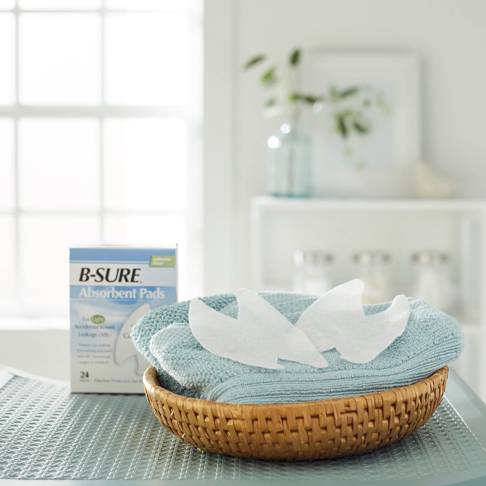Birchwood B-Sure packaging shows 24 pads per box for convenient use.