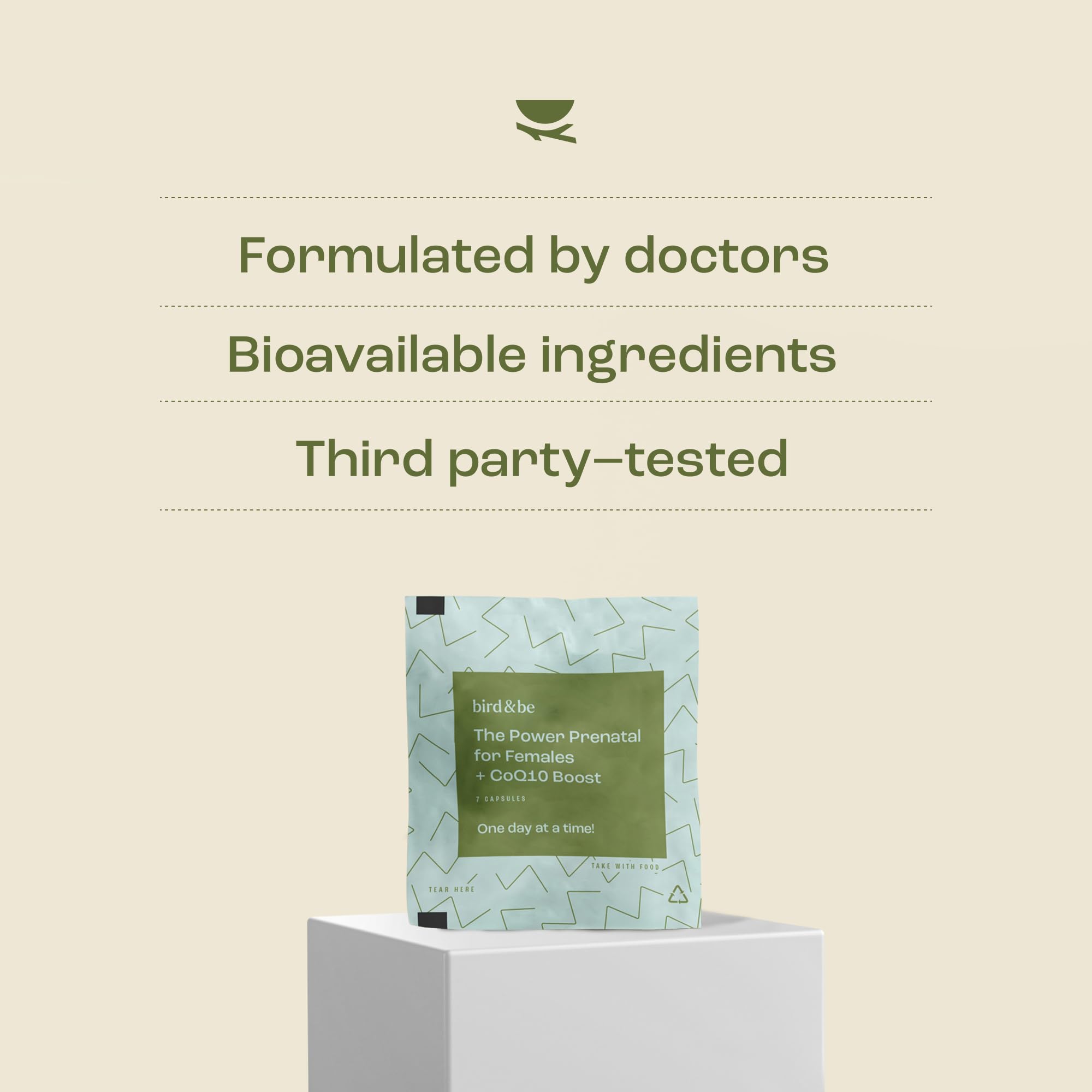 bird&be Power Prenatal folic acid and methylfolate in bioavailable form.