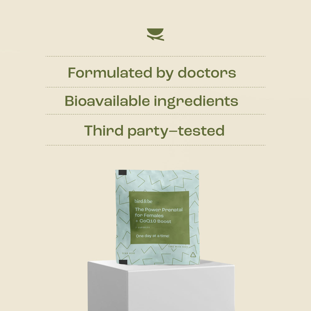 bird&be Power Prenatal folic acid and methylfolate in bioavailable form.