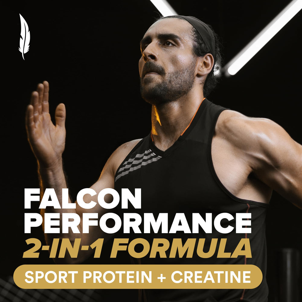 Birdman Falcon Performance 5g creatine serving highlights enhanced energy during workouts.