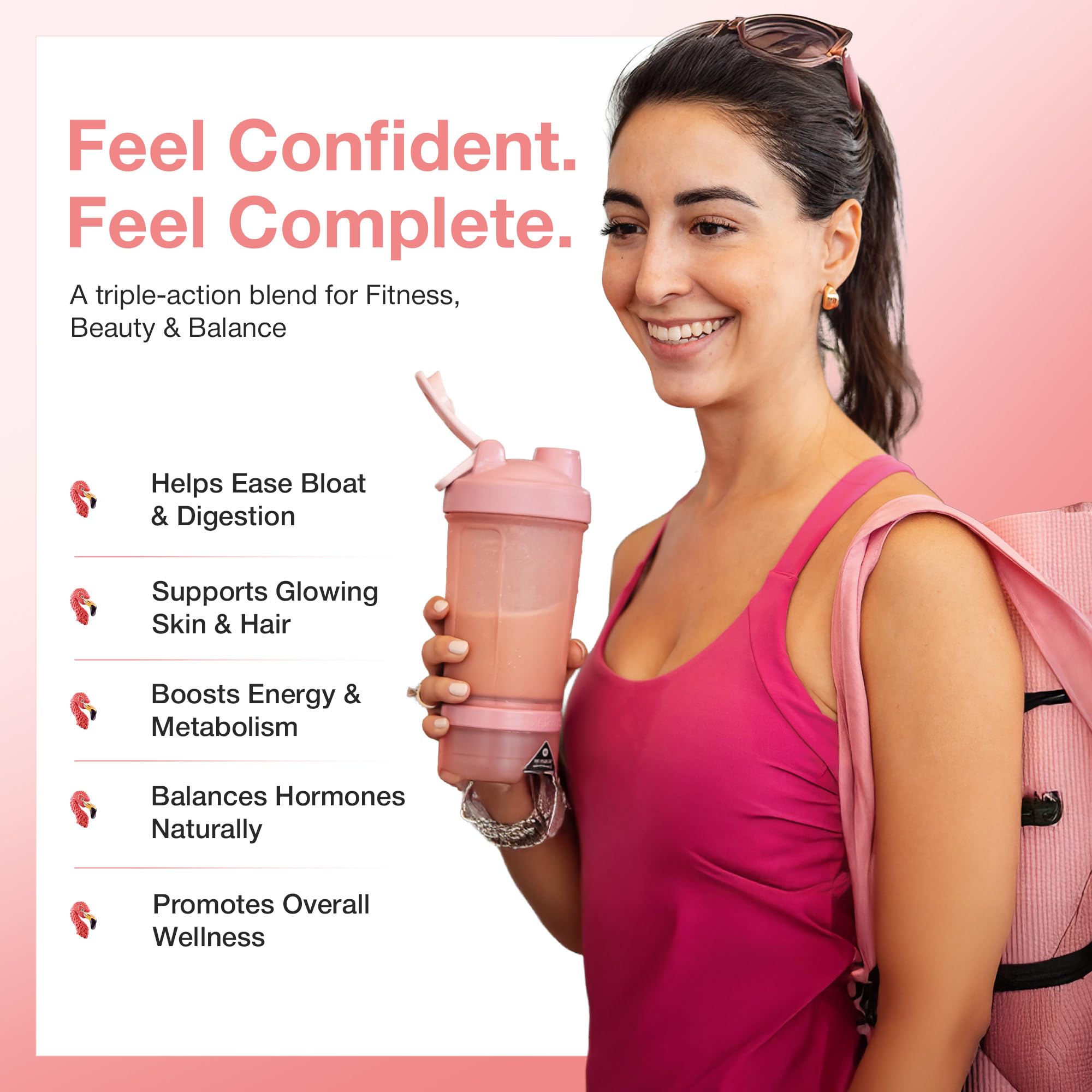 BIRDMAN Fitmingo ingredients close-up reveals inositol and vitamins for wellness.
