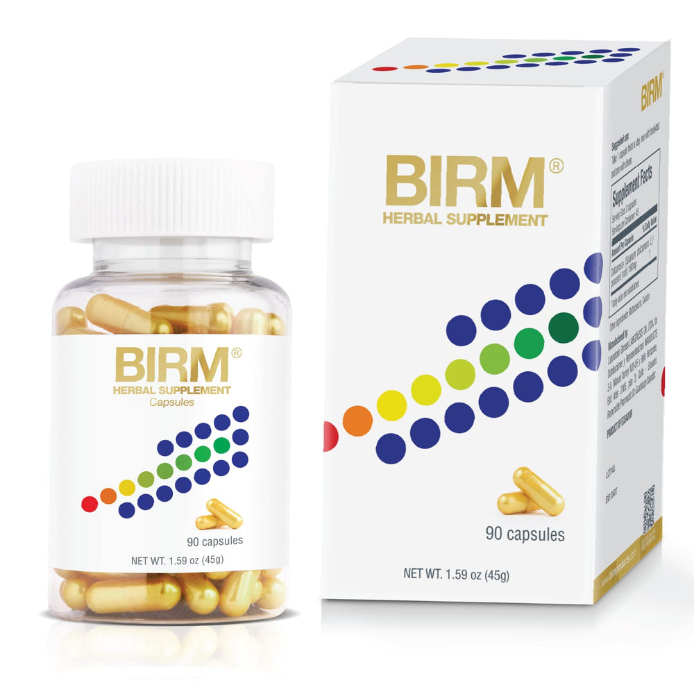 BIRM daily dosage with water demonstrates easy two-capsule routine