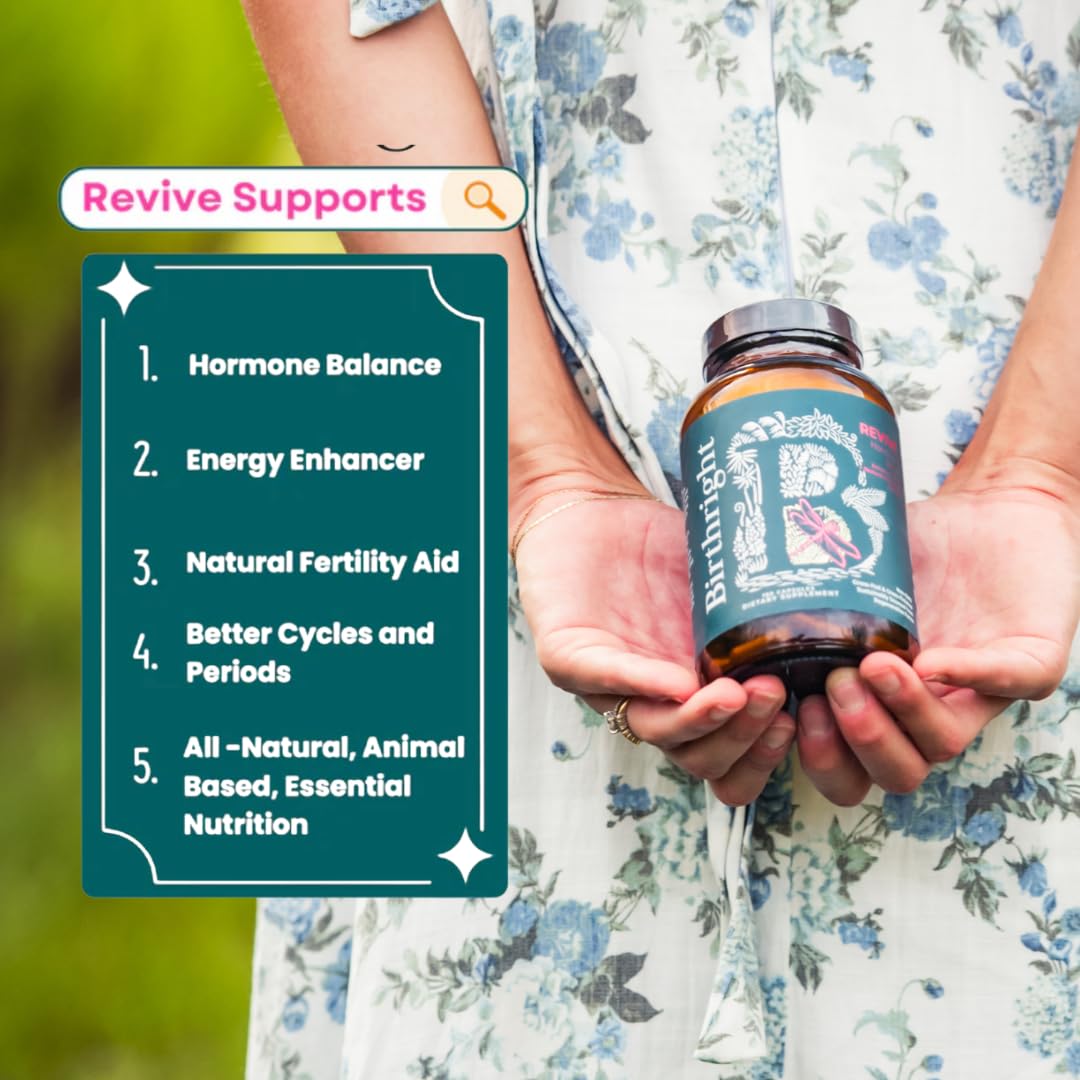Birthright Revive natural ingredients visible, illustrating a holistic wellness blend.