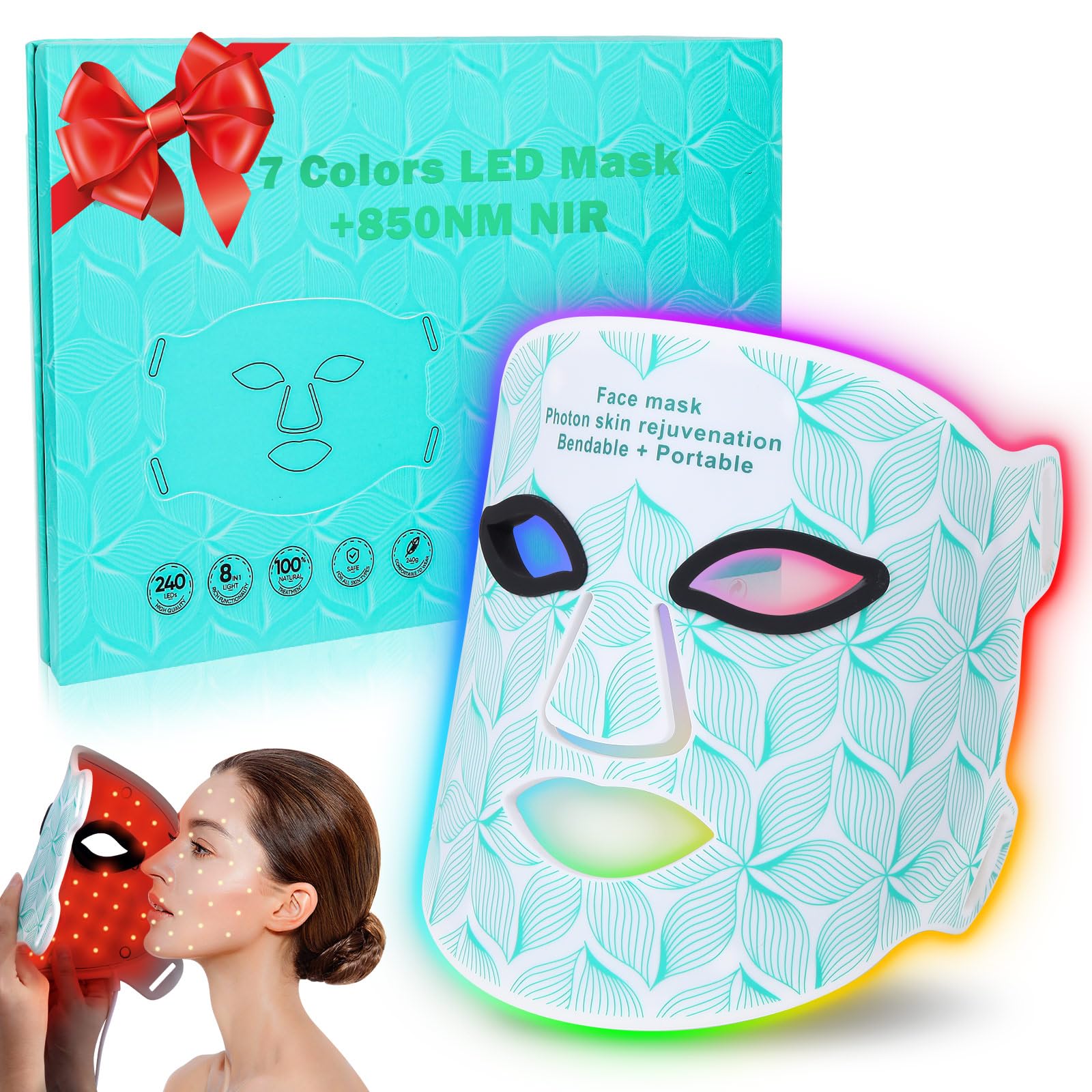 biuufish red light face mask 850nm in use for deep skin nourishment at home