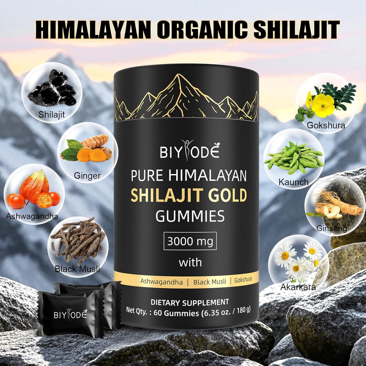 BIYODE Shilajit Gummies no added sugar for cleaner daily use