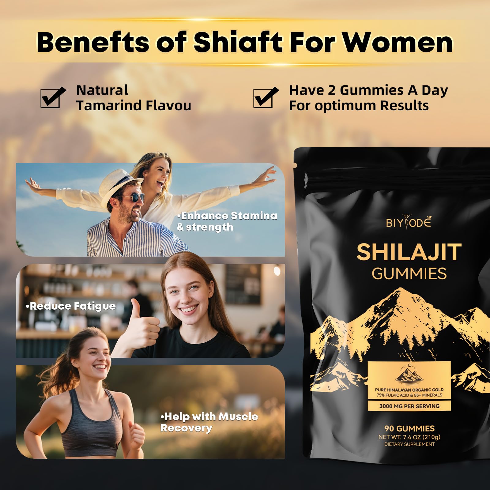 Individually wrapped BIYODE Shilajit Gummies support freshness and daily use