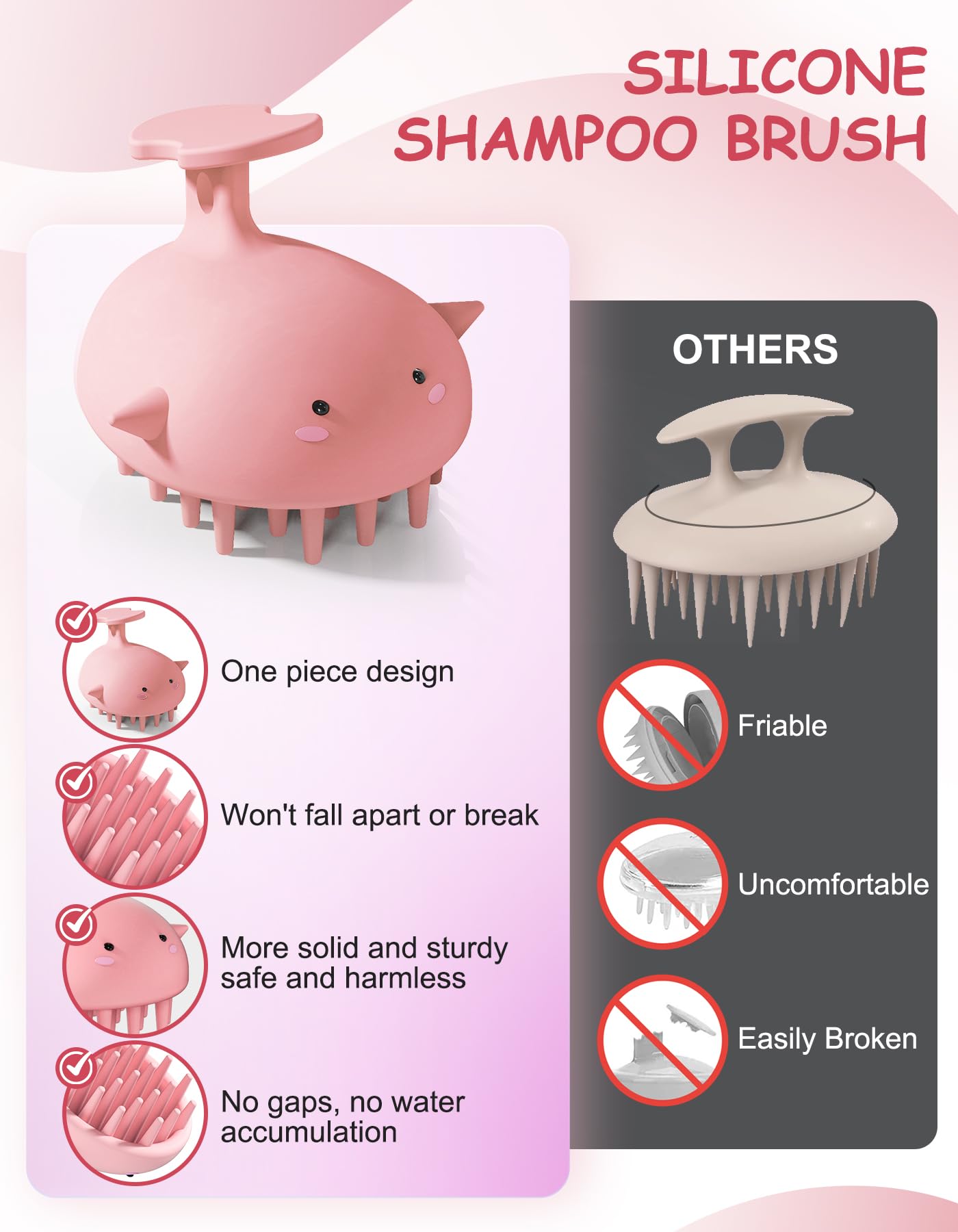 BLAAROOM silicone scalp scrubber highlighting hygienic one-piece design