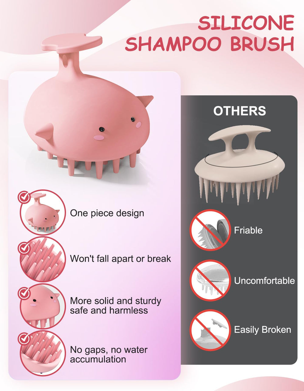 BLAAROOM silicone scalp scrubber highlighting hygienic one-piece design