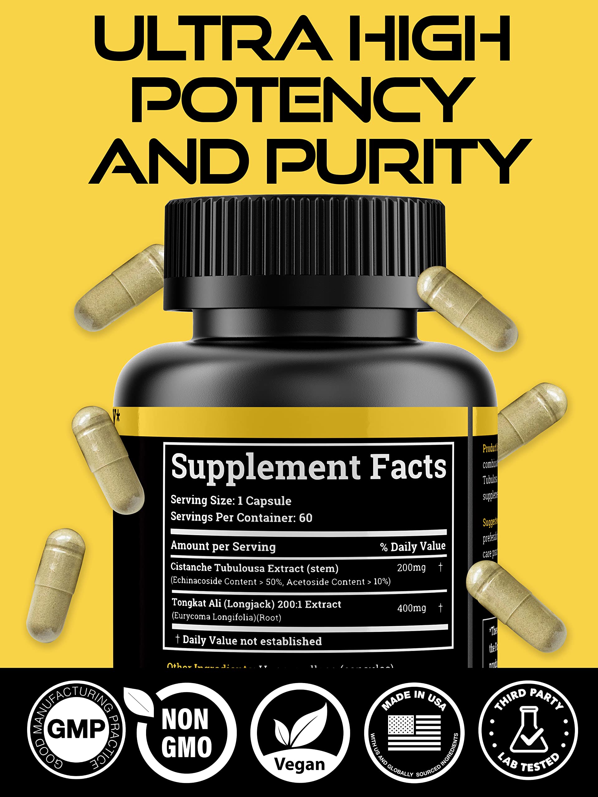 Cistanche Tubulosa 200mg capsules from Black Forest packaging.