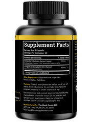 Close-up of label on Black Forest bottle highlighting potency indicators.