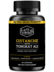 Black Forest Cistanche Tubulosa and Tongkat Ali bottle showing energy support potential.