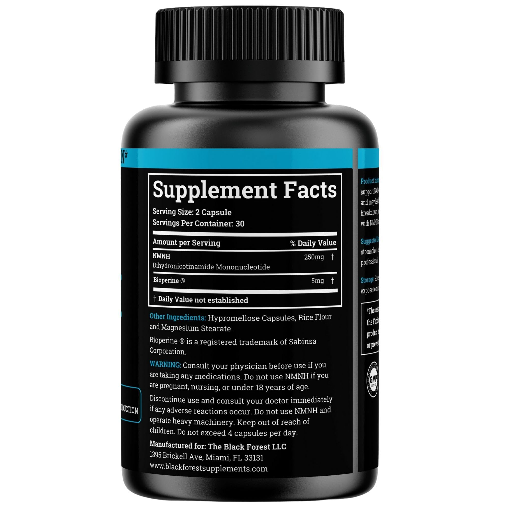 Black Forest NMNH capsules ready for daily wellness and focus