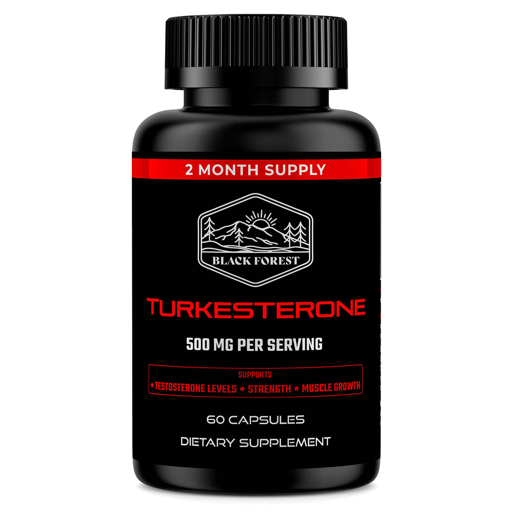 Black Forest Turkesterone 500mg bottle highlighting a two-month supply.